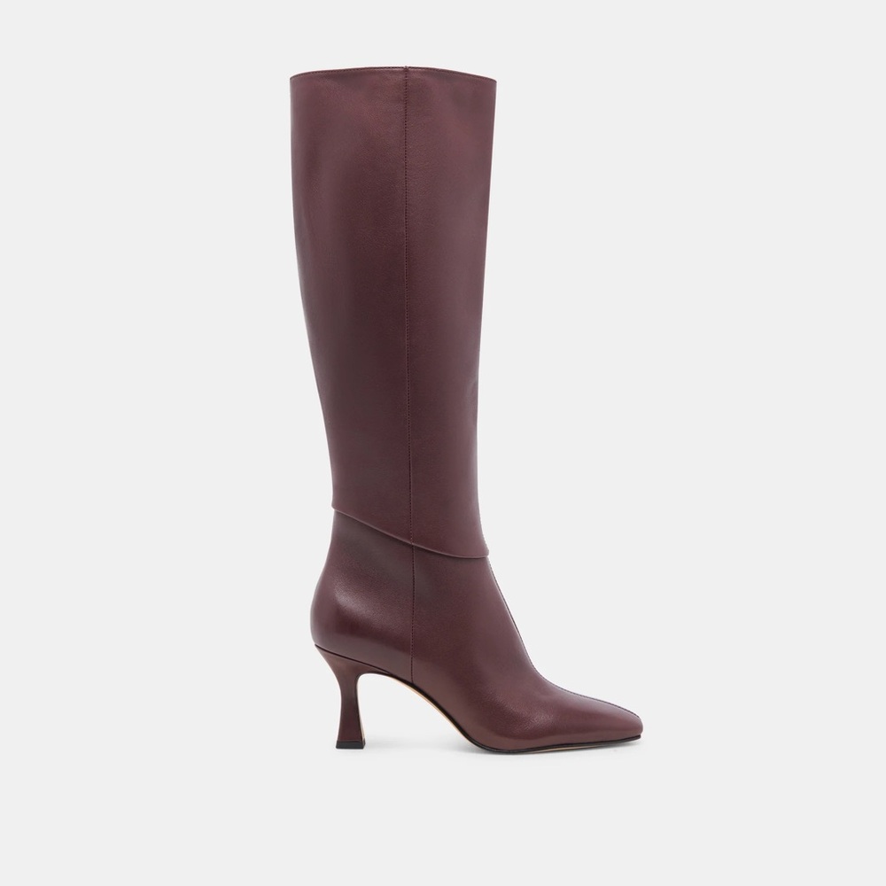 Dolce Vita Burgundy Leather Knee-High Heeled Boots